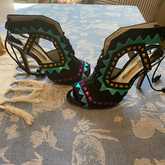 Sophia Webster Black and Blue Stiletto Heels - Picture 1 of 10